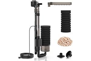 hygger Electric Sponge Filter, Power USB Ultra Silencieuse Filtre Interieur Aquarium, Submersible Fish Tank Filter with Filtered Ceramic Balls for up to 75L Breeding Fry Betta Shrimp Aquariums (S)