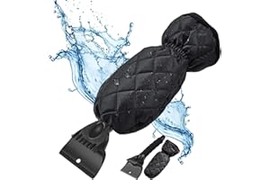 Cveenk Eiskratzer Auto mit Handschuh - Profi Scheibenkratzer mit Eisbrecher - Wasserfest Handschuh mit Velours Gefüttert & Schneekratzer mit rutschfestem Griff - Top Effizienz mit 100% Komfort
