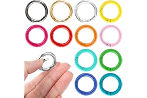 YOLEV 12 sztuk mini karabińczyków, okrągłe, breloczki do kluczy, 2,4 cm, kółko na klucze, metalowe kółko na klucze, mini karabińczyk, małe zaczepy, haczyki do szkoły, domu lub biura (12 kolorów)