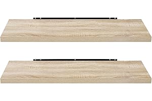 EUGAD Étagère Murale Lot de 2 étagères tablettes Style Moderne en Bois,80x22,9x3,8cm Sonoma Chêne 0046QJ-2