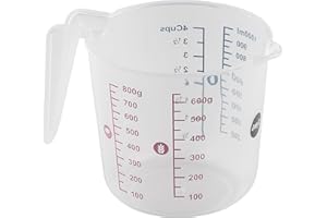 Emsa K32261 Prep&Bake Kunststoff-Messbecher 1 L | doppelte Skalierung | für feste & flüssige Zutaten | integrierte Ausgießlippe für präzises, sauberes Ausgießen | spülmaschinenfest | Transparent