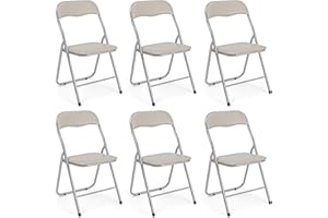 Totò Piccinni SEDIE Pieghevoli comode di Alta qualità in Metallo, Imbottite in Ecopelle Resistenti salvaspazio (Tortora, 6)