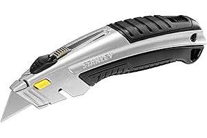 STANLEY 0-10-788 Dynagrip Couteau Cutter - Corps Bi matière Résistant Et Léger - 180Mm - Système Interlock De Verrouillage - Changement Rapide De Lame - Zone D'Appui Anti-Dérapante Pour Le Pouce