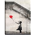 82x 120cm) decalcomania da parete in vinile Banksy bambina con palloncino a forma di cuore/Graffiti Art Decor adesivo rimovibile/casa fai da te, + Free casuale decalcomania regalo