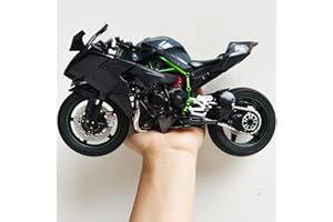 Risopen Modello di moto 1:9 compatibile per Kawasaki Ninja H2R, in metallo pressofuso, nessun montaggio richiesto, mini regalo per adulti (nero)