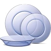 DURALEX | Complete Tableware 4 People 12 Pieces Ultra-Resistant Tempered Glass, Microwave and Dishwasher Safe - Duralex Light