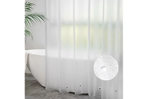 AooHome Duschvorhang 180x200 Transparent Weiß mit 5 Gewicht Magnete unten, Duschvorhänge mit 12 Haken, Bad Vorhang Gefrostet mit Prägemuster Wasserdicht Anti-Schimmel für Badewanne, Badezimmer