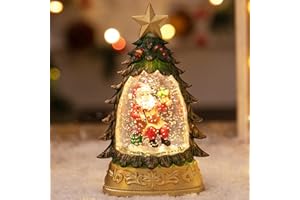 ‎CAPGOOST Christmas Lantern with Snow Flurry, LED Snow Globe Christmas, Snow Globe Illuminated, Battery Operated Christmas Lantern Vintage, Night Light Christmas Decoration Gift (Green)