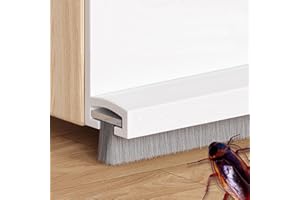 Cotensta 2 Pièces 100cm Blanc Joint de Porte, Joint Brosse Isolation Phonique Porte, Auto-adhésif et Peut être Coupé à la Taille, Boudin de Porte, Calfeutrer Bas de Porte, (white)