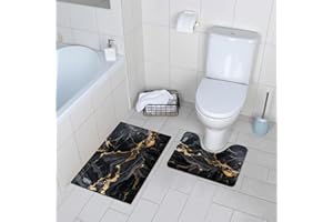 Comfoyar Alfombrilla de Ducha, Alfombrilla Antideslizante y Secado Rápido Lavable, Alfombrilla para Bañera, Baño, Ducha, Cuarto de Lavado, 40 × 60 cm + 40 × 50 cm, Negro