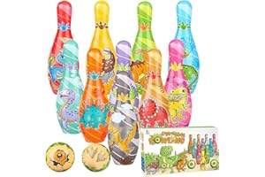 Lotvic Jeux de Quilles, Jeu de Quille Enfant, Jeu de Quille avec 10 Quilles et 2 Boules Souples, Bowling Enfants pour Intérieur Extérieur Cadeaux pour 2 3 4 5 6 Ans Enfants Anniversaires Noël