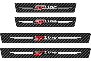 EAGLEG 4 Piezas Pegatina para Umbral de Coche para Fo-rd Fiesta Focus KUGA Edge C-MAX ST-Line, Fibra Carbono, Antidesgaste, Antiarañazos - Fuerte Capacidad Adhesiva, ST Line