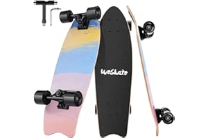 Hikole Cruiser Skateboard per Bambini Adolescenti Adulti, 27×8" Cruiser Skate Legno 7 Strati di Acero, Skateboard per Principianti Ragazze Ragazzi Surf Carving, Cuscinetti ABEC-11, T tool