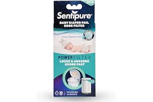 Sentipure Nappy Bin odor filter - absorbs bad smells, dangerous ammonia gases, ultra absorbent, compatible with most common diaper pails. 1x filter for 30 days