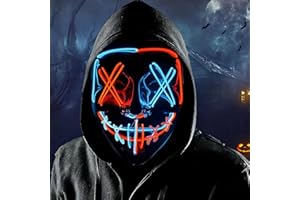 Kiyicjk Masque d'Halloween à LED, Masque d'Halloween avec 3 modes d'éclairage, Masque lumineux LED, Masque de purge lumineux à DEL pour Halloween costumée, cosplay