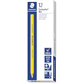 STAEDTLER Textsurfer Dry 128 64 Highlighter - Yellow, Pack 12 | Dry Wax Highlighter for Fine Paper, Triangular &ndash; Neon Yellow,