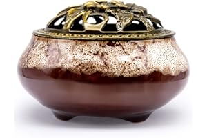 Keramik Weihrauchbehälter, FORYNXHWIN Porzellan Räucherstäbchenhalter Räuchergefäß Räucherstäbchenhalter mit Metall Deckel für Home Deko Geschenk