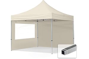 TOOLPORT Tente Pliante 3x3 m - 2 côtés Aluminium Barnum Chapiteau Pliant Tonnelle Stand Paddock Réception Abri PES300 crème