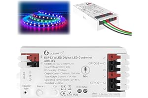 SHULLTJI LED Strip Controller with Mic Microphone,Dynamic RGBIC Lighting Effects, Music Sync DIY Lighting App Control Strip Light for WS2811 WS2812 SK6812 TM1814 WS2813 WS2815 [Energy Class D]