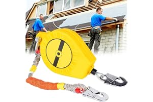 Fallskyddssats, teleskopiskt fallskydd från 3 m till 50 m med stålkabel, fallstopp för tak och arbete på höjd, fallskydd för lyftar, klättringssäkerhetsanordning, lastkapacitet (storlek: 7 m)