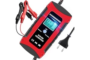 KAEFUYS Autobatterie Ladegerät 12V 12A intelligentes Ladegerät mit LCD Touchscreen und Mehreren Schutzvorrichtungen Ladegerät mit Wartung für Autobatterien von AGM/Gel/EFB