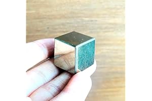 crystalmiracle Cristal de pirita Dorada Natural, Cubo de 28 MM, Piedra Preciosa curativa de Roca, Aura Reiki, Feng Shui, Regalo, Bienestar, sabiduría Espiritual, Hecho a Mano