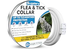 Sugelary Collier Anti Puces Chat Réglable en Poudre pour Chat Collier Anti-puces et Collier Anti Puces pour Chat 12 Mois de Protection Naturelle Imperméable Collier Anti Puces Chat