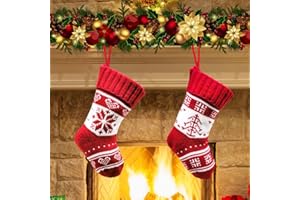 ZEACKUQ Nikolausstrumpf Kinder Klein 2er, Gestrickt Weihnachtsstrumpf Personalisiert Nikolaus Socken Nikolausstiefel zum Befüllen Weihnachten Deko, Nikolaussocke Weihnachtsstrümpfe Kamin für Weihnachtsdeko