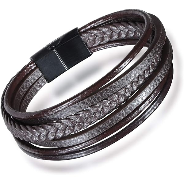 Pulsera De Cuero Negro Trenzado, Cierre Magnético Personalizado, Graba