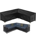 Velway V-vormige hoes voor tuinbank - waterdichte rotan hoekhoezen voor tuinmeubelen met winddichte bandjes - 420D Oxford-stof, anti-uv, L-vorm voor buitenpatio, L-vormige eetkamerset (grijs, 255 x