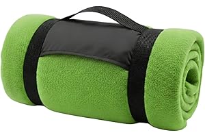 FUN FAN LINE - Soft Fleece Blanket for Sofa and Travel (130x160 cm) | Thermal Anti-Pilling Bedspread with Carrying Handle | Thick Winter and Camping Blanket for Outdoors (Green)
