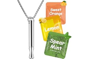 BXGOLKGD Breathing Necklace with Resistance, Breathe Free Necklace to Replace Unhelpful Habits & Mindful Relaxation, Portable Breathing Necklace with 3 Flavoured Filters (Mint, Lemon, Orange) for Calm & Focus