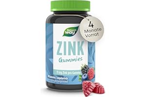 ‎NATURE'S WAY BIRD PRODUCTS Zink Gummibärchen für Haut Haare Nägel - 120 Stk hochdosiertes Zink mit 22 mg Zinkcitrat als Alternative zur Kapsel - stärkt das Immunsystem/gegen unreine Haut - vegetarische Gummies