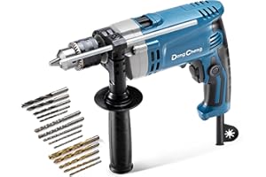 DONG CHENG DongCheng Perceuse à percussion Marteau perforateur 710W,13 mm mandrin de perçage Perceuse à percussion 45,000 IPM, 3000 RPM avec 15 couronnes de perçage pour métal, bois et béton