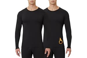 CL convallaria 2 or 4 Pack Mens Thermal Underwear Shirt Fleece Lined Long Johns Base Layer Tops Cold Weather Athletic Sport Gear