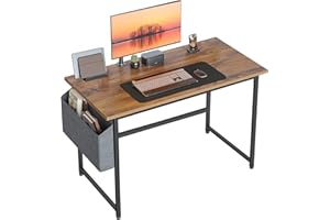 GROSSē Computer Desk 81 cm, Home Office Small Writing Study Desk, Modern Simple Style Laptop Table with Storage Bag, Simple Assembly, Industrial Design, Steel Frame. (Wooden)