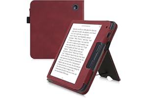 kwmobile Étui pour liseuse électronique Compatible avec Kobo Libra 2 - Housse Rabat liseuse en Simili Cuir - Rouge foncé