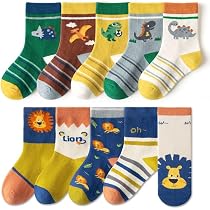PUTUO Chaussettes Enfant Garçon - Lot De 5 Paires En Coton - Modèles Animaux - Taille 20-36