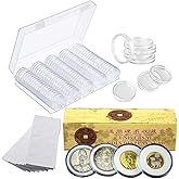Münzkapseln,Liwein 120 Stück Klare Münze Kapseln mit Aufbewahrungsbox 10 Größen Durchsichtige Acryl-Kunststoff Aufbewahrungsb