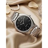 AMERICANVIBER Glossy Stainless Steel Analogue Watch for Men | Black Dial, Date Function & Adjustable Lock | Premium Watches Under 499 | Stripbar Dial: 