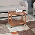 Nilkamal CENTBL2 Contemporary Center Trolley Coffee Table/Tea Table/Teapoy for Home/Living Room/Office & Outdoor in Pear Wood Color (Actual Color May Vary)