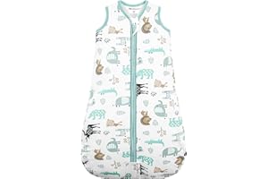 Mosebears Baby Winter Sleeping Bag, 2.5 Tog, Baby Sleeping Bag, 100% Cotton, Various Sizes from Birth to 24 Months, Blue/Zoo, 6-12 Months