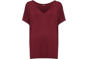 WearAll Women's New Plus Size Womens Short Turn Up Sleeve Baggy Plain Top Ladies V-Neck T-Shirt 8-22