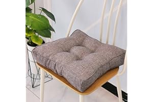 PING BU Cojín de asiento para silla de comedor, 45 x 45/50 x 50 cm, 8 cm de grosor, cojines de algodón suave para oficina, hogar, jardín (45 x 45 cm, gris oscuro)
