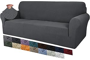 MAXIJIN Creative Jacquard Couch Covers for 3 Seater, Super Stretch Non Slip Sofa Cover for Dogs Pet Friendly 1-Piece Elastic Furniture Protector Sofa Slipcovers (3 Seater, Dark Grey)
