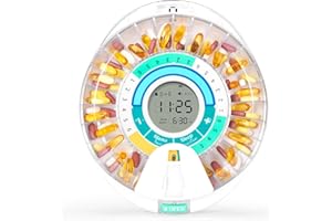 Automatic Pill Dispenser with Alarm, Betife Electronic Monthly Pill Organiser for Elderly, Timed Pill Dispenser with Light and Sound Alarm, Locked Pill Box for Prescriptions, Supplement,Vitamin