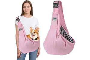 PETCUTE Borsa a Tracolla per Animali Domestici,Traspirante Borsa Trasportino Cane Gatto con Tasca,Regolabile Borsa per Gatto Cani con Fibbia di Sicurezza,Fino a 8kg,Perfetta per Attività all'aperto