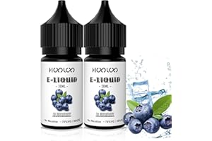 HOOLOO Vape Liquid No Nicotine, 2 Packs 30ml Fruit Flavours Vape Juice Shortfill, Made in USA, E Liquid for Vape Electronic Cigarettes Starter Kits (Blueberry)