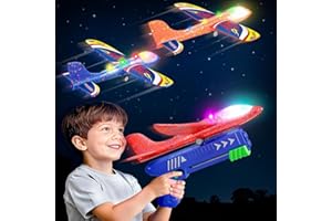 Winstico Flugzeug Spielzeug mit Katapult für Jungen ab 4 5 6 7 8 Jahre - Styroporflieger & Segelflugzeug, Outdoor Spielzeug für Kinder Garten, Geburtstagsgeschenk & Kinderspielzeug