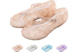 SANGYN Girls' Princess Dress Up Shoes Frozen Elsa Shoes Cinderella Jelly Shoes Kids Snow Queens Shoes for Dancing Cosplay Birthday